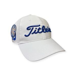 Titleist White Blue Script Logo Golf Hat Cap Adjustable FJ FootJoy Men’s